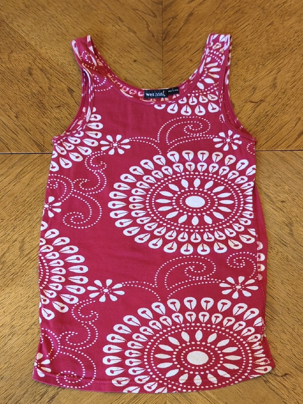 Y2K Wet Seal Red & White Medallion Tank Top Boho